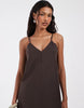 Vero Moda linen look cami strap midi dress in chocolate