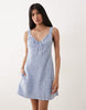 Abercrombie & Fitch ruched milkmaid mini dress in blue floral