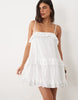 The Frolic exclusive textured cotton frill detail cami mini dress in white