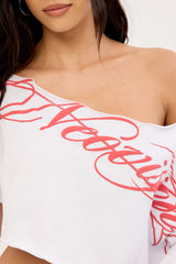 Neovision Outline Crop Off Shoulder Tee White