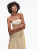 Topshop seamed detail bandeau midi dress in buttermilk