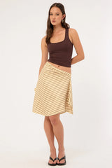 Motel Esmeray Midi Skirt Diagonal Stripe Yellow