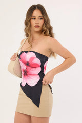 Luck & Trouble Primrose Strapless Asymmetrical Top Black