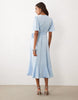 YAS satin wrap midi dress in light blue
