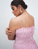 Curve shirred cotton poplin midaxi sundress with dropped waist in pink stripes