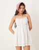 eyelet cami button through mini dress in white