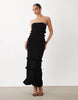 Gina Tricot tiered frill bandeau maxi dress in black