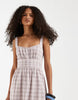 Hollister scoop neck A-line mini dress in brown gingham