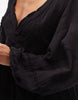 v neck laundered smock mini dress in washed black