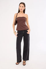 Perfect Stranger Perri Lace Strapless Top Brown