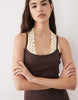 yellow contrast polka dot halter mini dress in brown