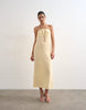 Topshop cowl back bandeau midi dress in buttermilk