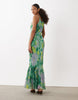 chiffon sleeveless maxi dress with godet hem