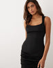 super scoop cami sculpted maxi dress in black scuba-style fabric