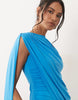 TFNC slinky high neck draped detail mini dress in bright blue