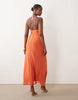 scoop halterneck mesh maxi dress in orange