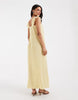 PIECES plisse maxi dress with frill sleeves in pastel yellow floral