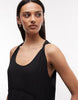 AllSaints Dorina sleeveless ruched asymmetric ruffle midi dress in black