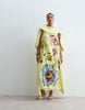 ARRANGE Curve large botanical floral satin drape maxi dress in lime green