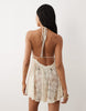 Miss Selfridge premium beaded lace tie front mini beach cover up in cream
