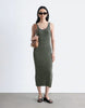 & Other Stories ribbed striped knit maxi dress in dark gray