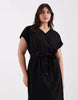 ONLY Curve tie waist mini dress in black