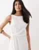 Mango boat neck belted sleeveless mini dress in cream