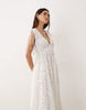 ARRANGE broderie drawstring detail trapeze maxi dress in white