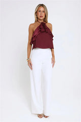 Floral Pop Halter Top Merlot