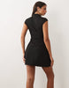 cap sleeve with keyhole detail mini dress in black