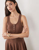 scoop neck button front henley mini dress in chocolate