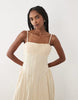 Mango cotton rich structured strappy midi dress in cream
