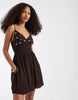 Hollister v neck strappy mini dress in brown