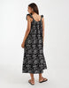 Vero Moda ruffle cami strap midi dress in black and white floral print