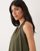 one shoulder textured midi sundress in khaki