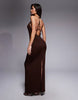 South Beach knitted maxi beach dress in dark brown