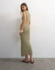 Topshop knit tubular trim scoop neck maxi dress in khaki