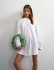 Topshop jersey cuffed sleeves t-shirt dress in white