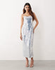 ARRANGE linear encrusted column cami maxi dress in ice blue