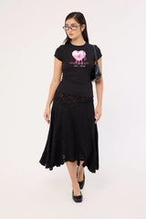Luck & Trouble Chrome Heart Baby Tee Black