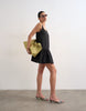 Topshop poplin dropped waist square neck throw on mini sundress in black