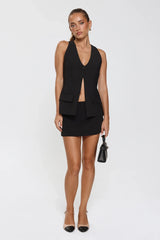 Monochrome Mood Tailored Vest Top Black