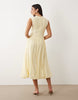 YAS fitted seam detail drop waist sleeveless midi dress in soft yellow