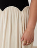 Curve color block crinkle mini dress in black & cream