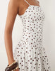 cami with full skirt midi dress polka dot print