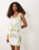 shift mini dress with bow back detail in multi floral print