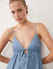 Abercrombie & Fitch strappy flowy mini skort dress with built-in bra in light blue
