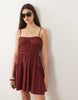 Faith beach shirred mini sundress in burgundy