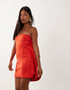 Petite bubble mini dress in scarlet scuba-style fabric