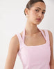 square neck maxi sundress with peekaboo bust in pink gingham